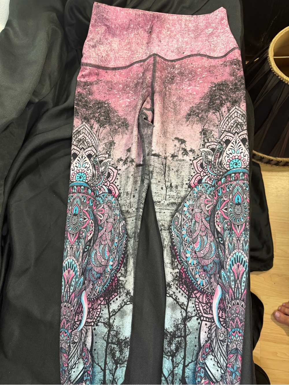 Evolution and Creation Pink and Teal Mandala Print Leggings